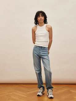 Outlet Djerf Avenue Straight Jeans Mid Blue