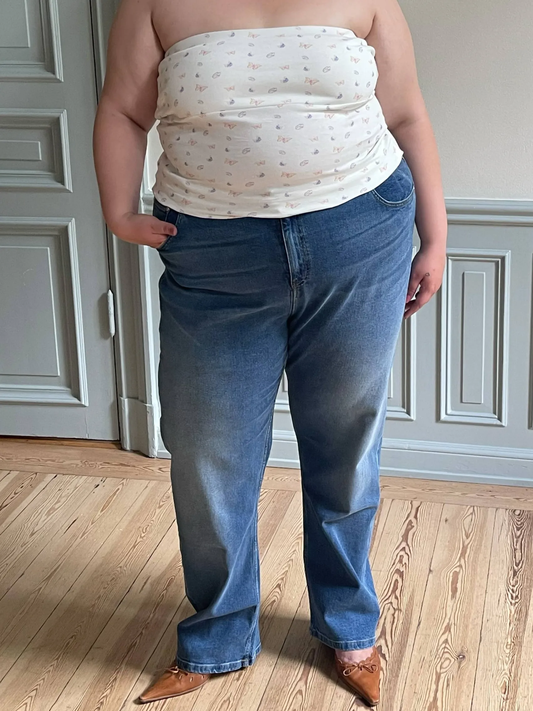 Outlet Djerf Avenue Straight Jeans Mid Blue