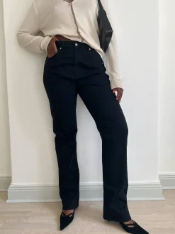 Online Djerf Avenue Straight Jeans Midnight Black - Tall