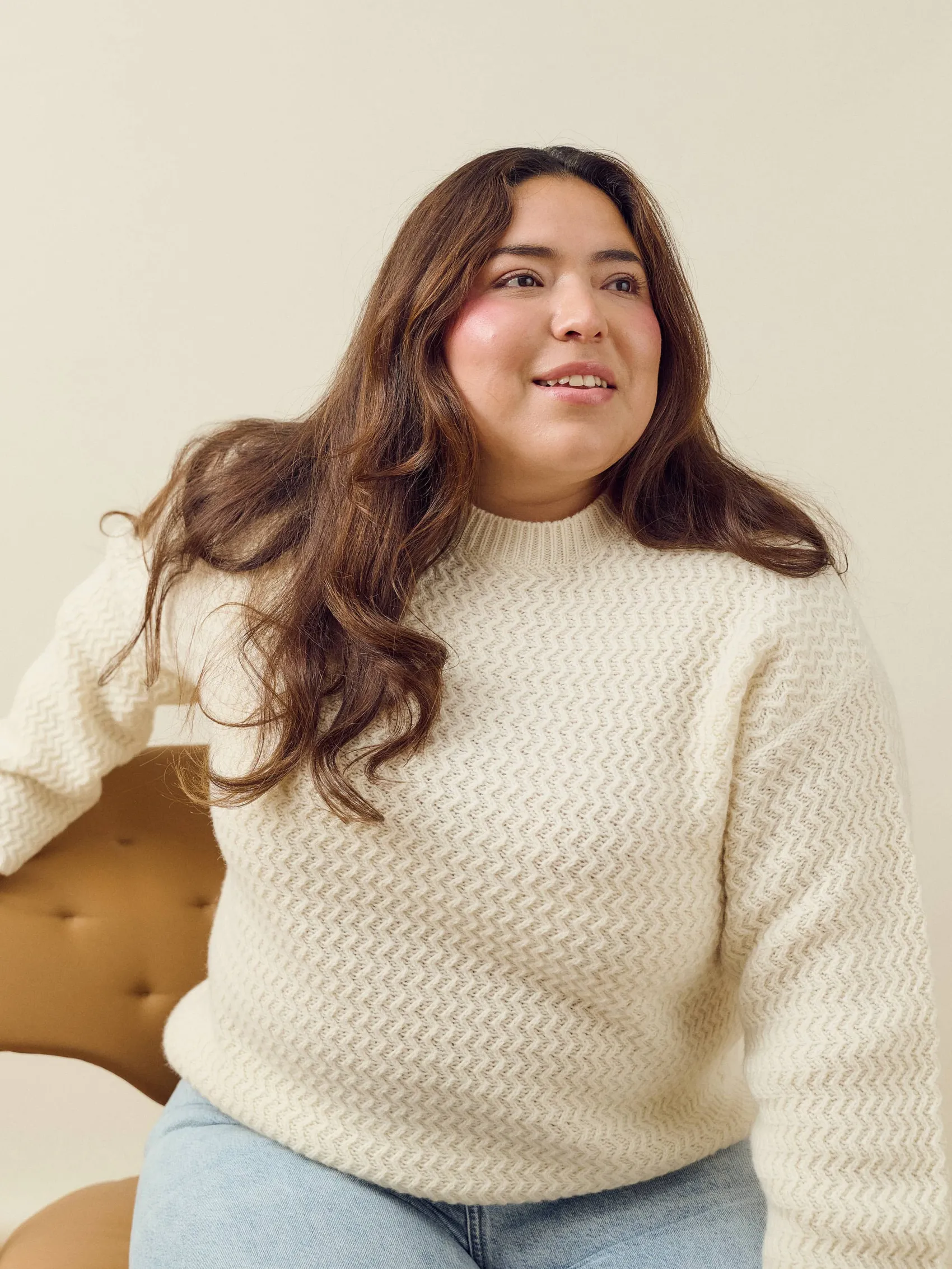 New Djerf Avenue Structured Wool Sweater Cream