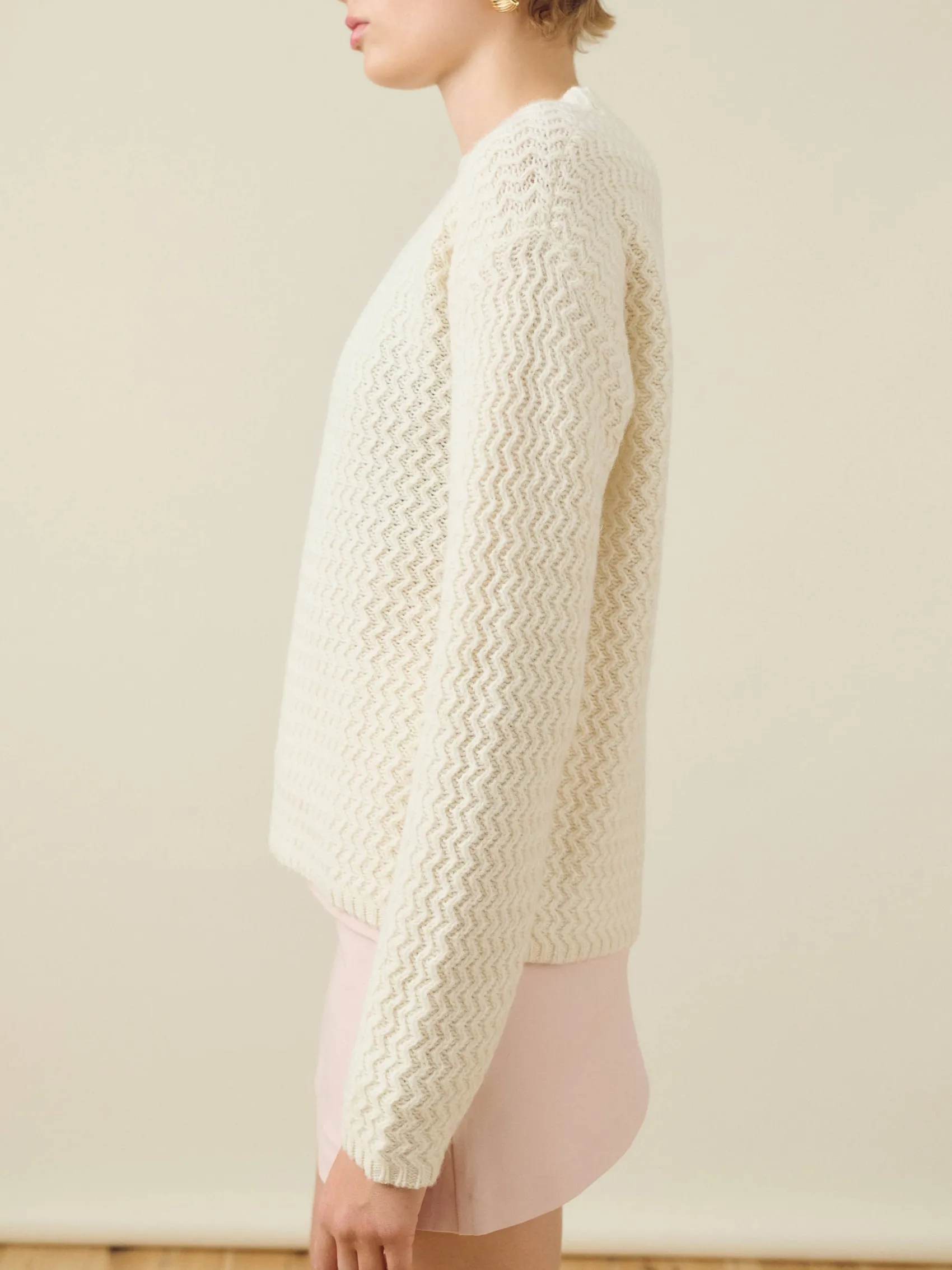New Djerf Avenue Structured Wool Sweater Cream