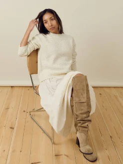 New Djerf Avenue Structured Wool Sweater Cream