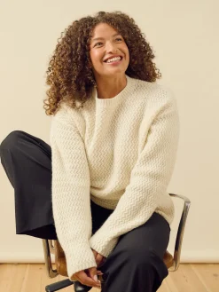 New Djerf Avenue Structured Wool Sweater Cream