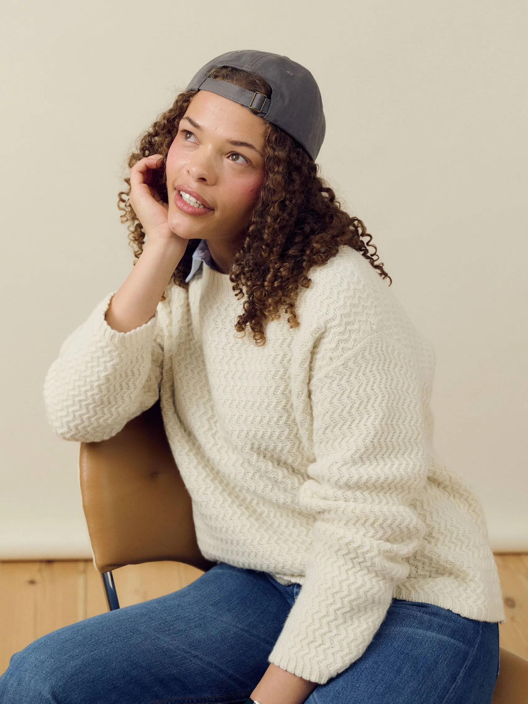 New Djerf Avenue Structured Wool Sweater Cream