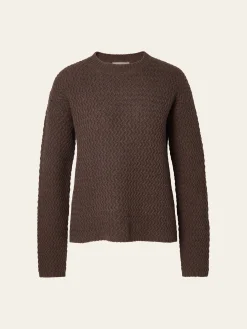 Online Djerf Avenue Structured Wool Sweater Dark Chocolate