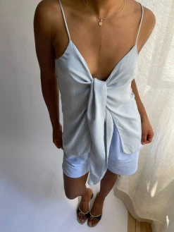 Online Djerf Avenue Tie Tank Top Baby Blue