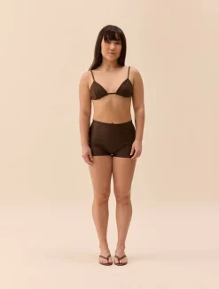Sale Djerf Avenue Triangle Bikini Top Cocoa