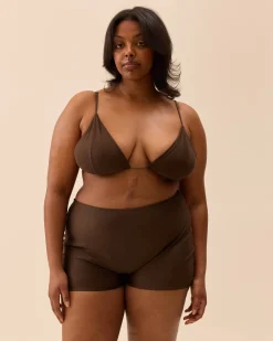Sale Djerf Avenue Triangle Bikini Top Cocoa