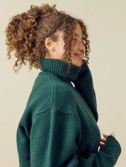 Hot Djerf Avenue Turtleneck Wool Sweater Pine Green