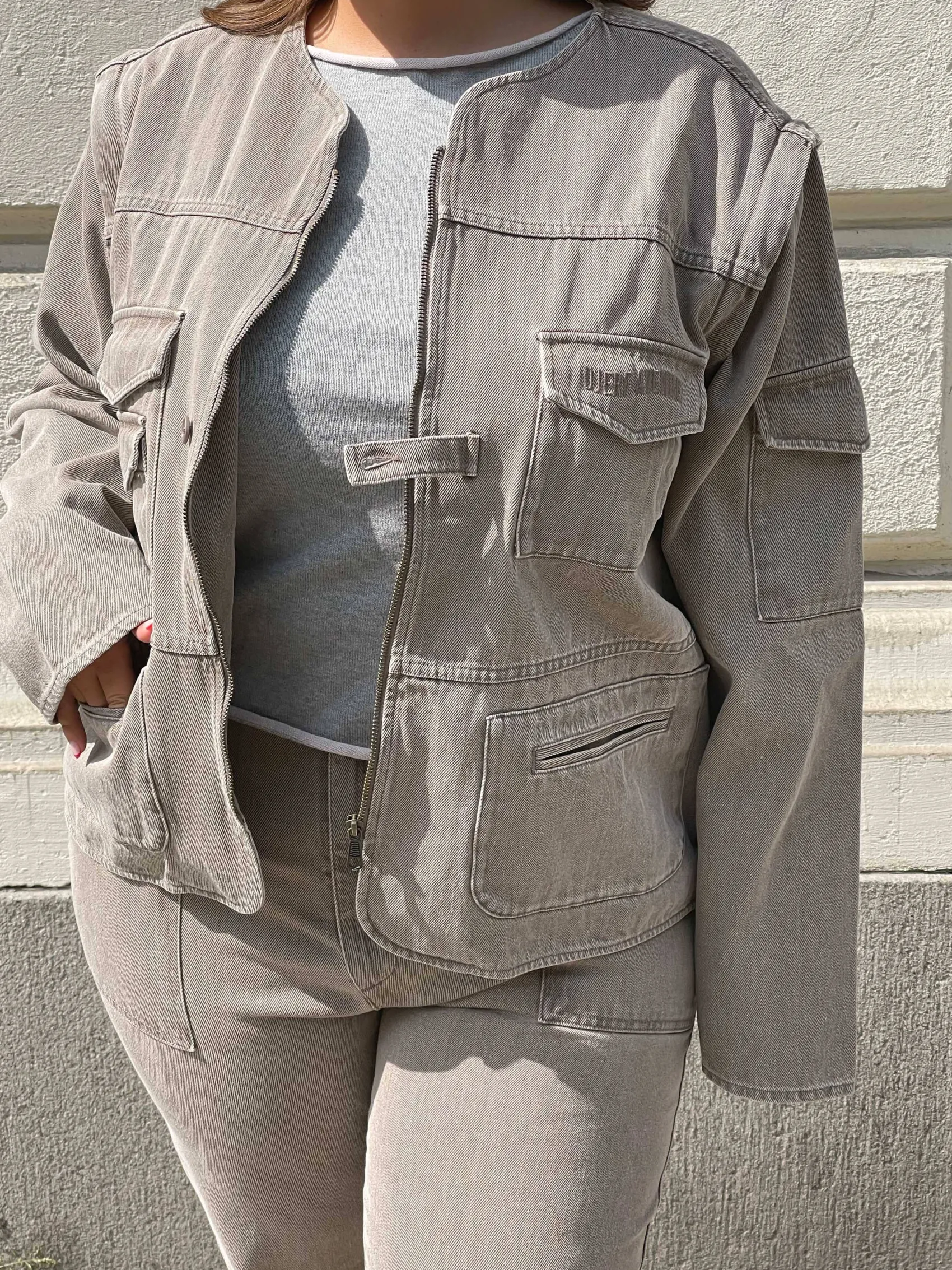 New Djerf Avenue Utility Jacket Brown
