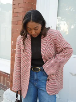 New Djerf Avenue Weekend Blazer Checked Red