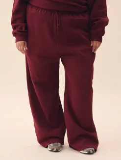 Discount Djerf Avenue Wide Leg Sweatpants Burgundy