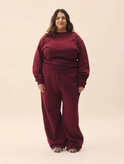 Discount Djerf Avenue Wide Leg Sweatpants Burgundy